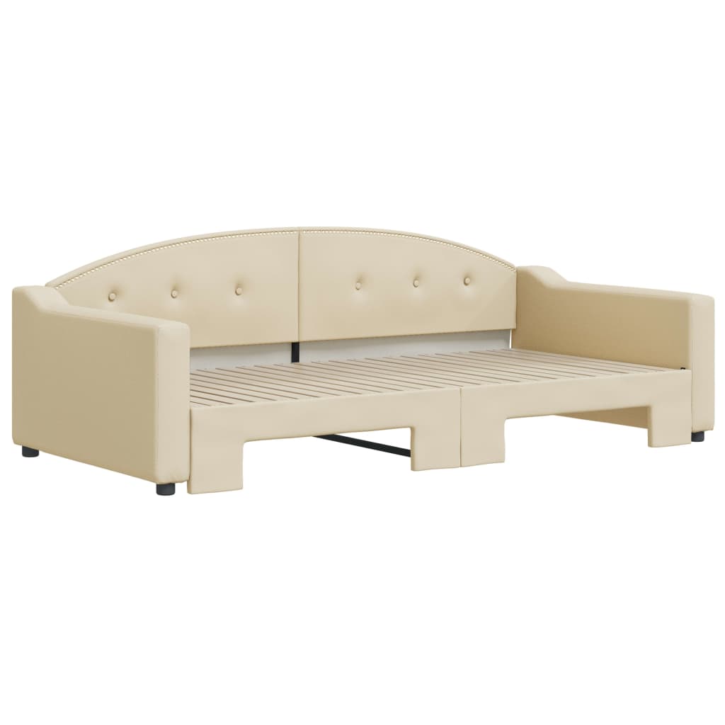 daybed med udtræk 100x200 cm stof cremefarvet