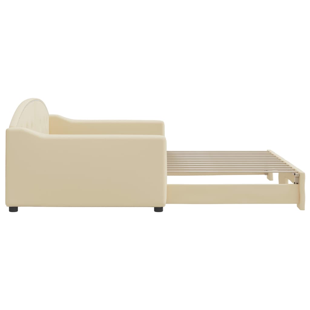 daybed med udtræk 100x200 cm stof cremefarvet