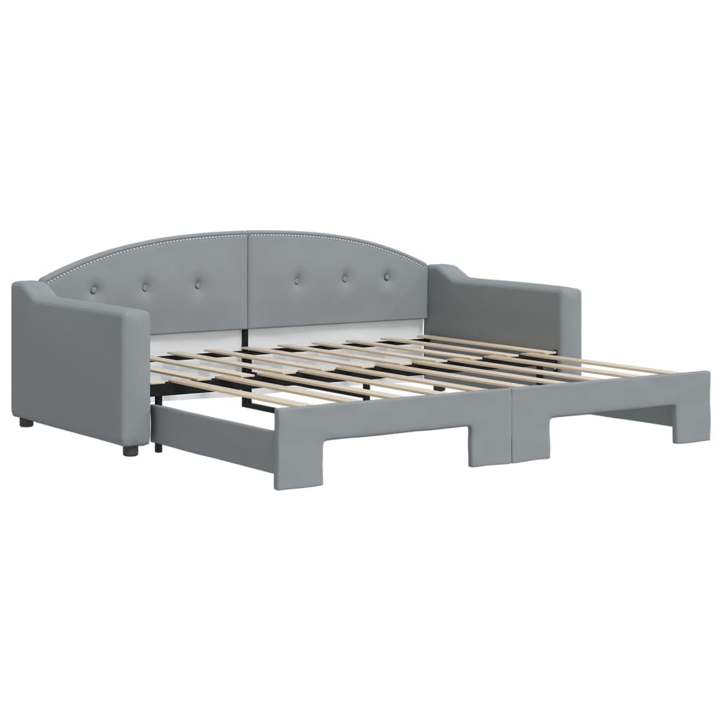 daybed med udtræk 90x190 cm stof lysegrå