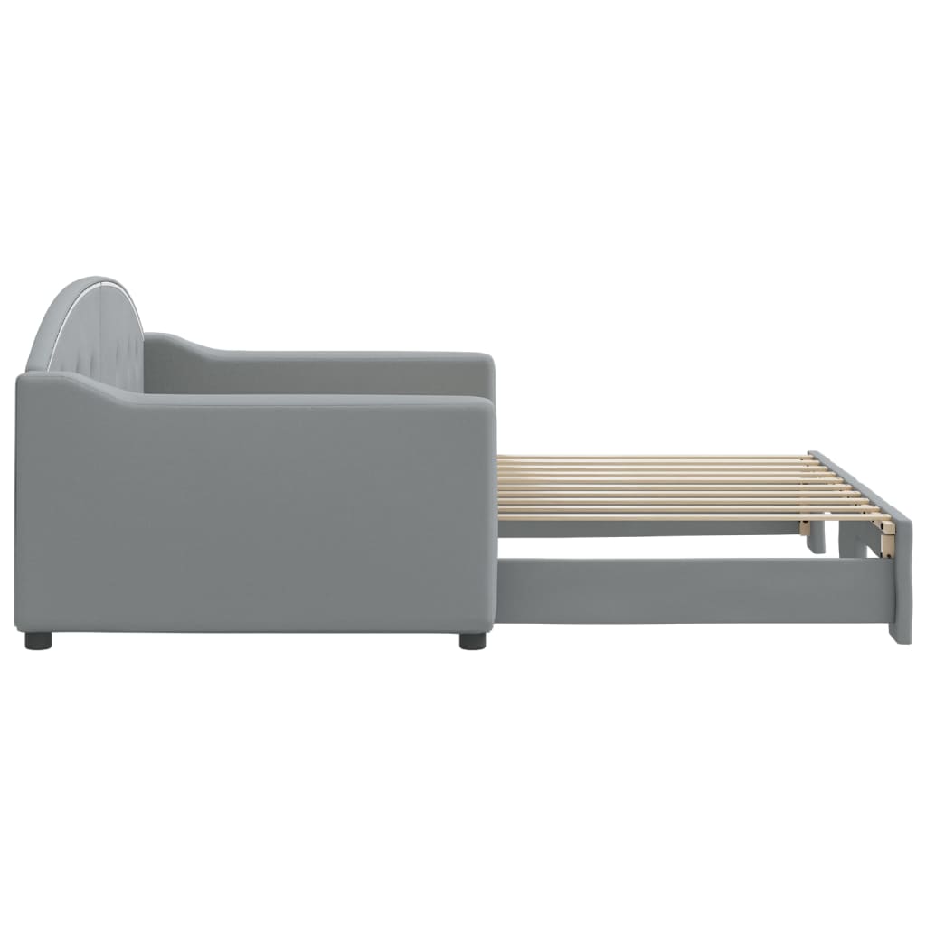 daybed med udtræk 90x190 cm stof lysegrå