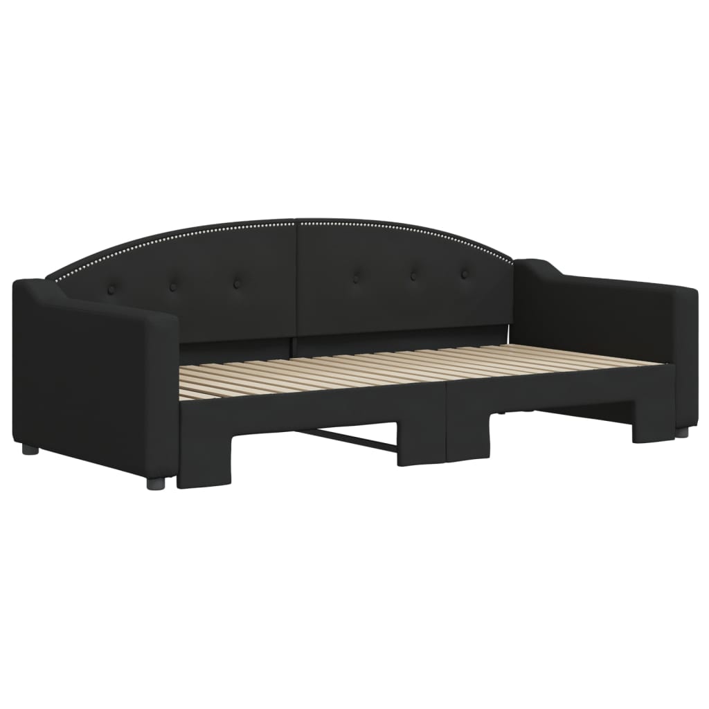 daybed med udtræk 90x190 cm stof sort