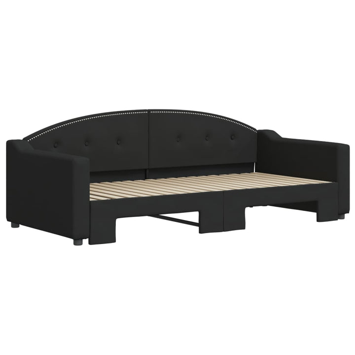 daybed med udtræk 90x190 cm stof sort