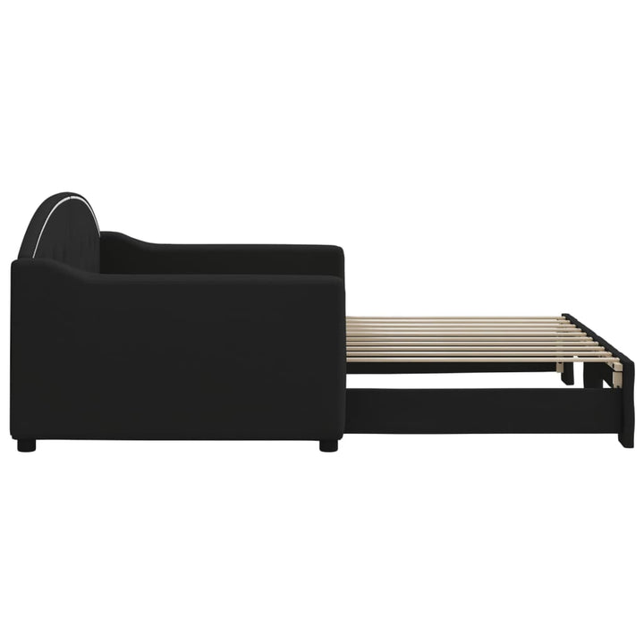 daybed med udtræk 90x190 cm stof sort