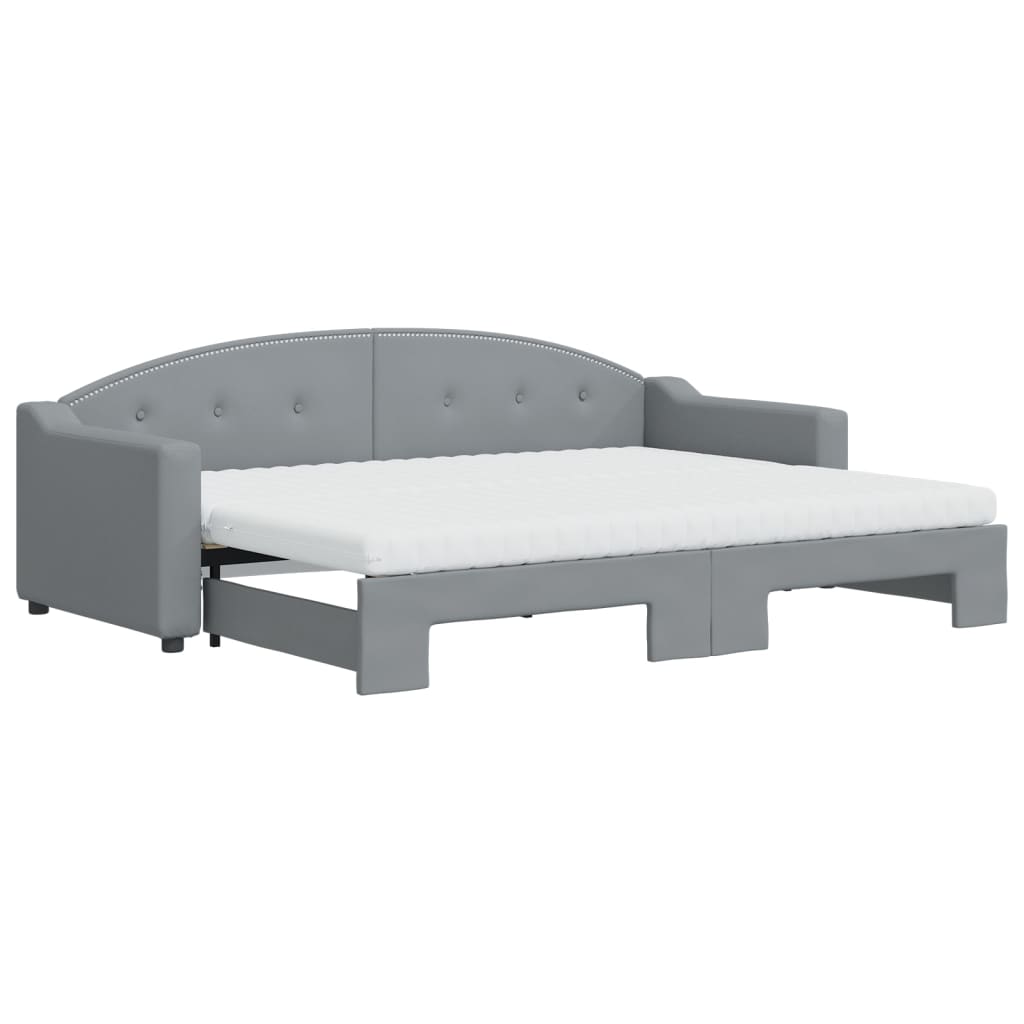 daybed med udtræk og madras 80x200 cm stof lysegrå