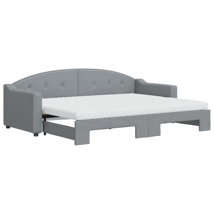 daybed med udtræk og madras 80x200 cm stof lysegrå
