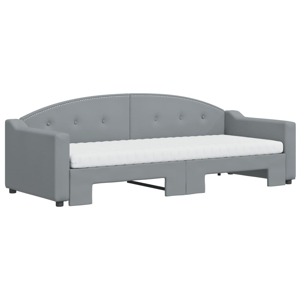 daybed med udtræk og madras 80x200 cm stof lysegrå