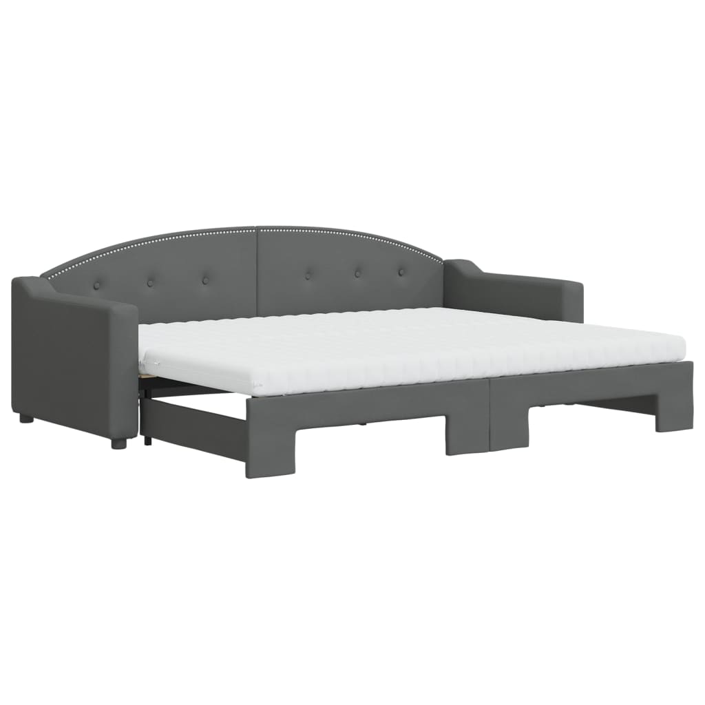 daybed med udtræk og madras 80x200 cm stof mørkegrå