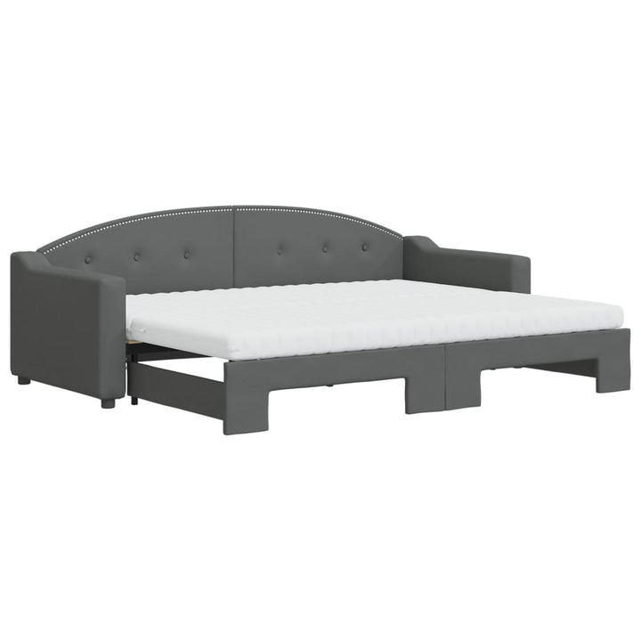 daybed med udtræk og madras 80x200 cm stof mørkegrå