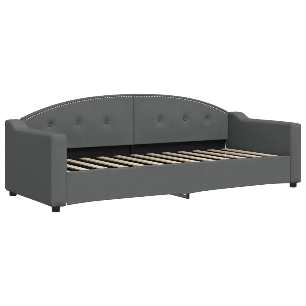 daybed med udtræk og madras 80x200 cm stof mørkegrå
