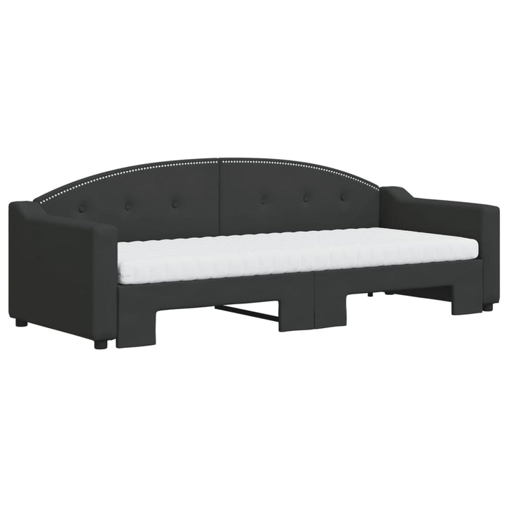 daybed med udtræk og madras 80x200 cm stof sort