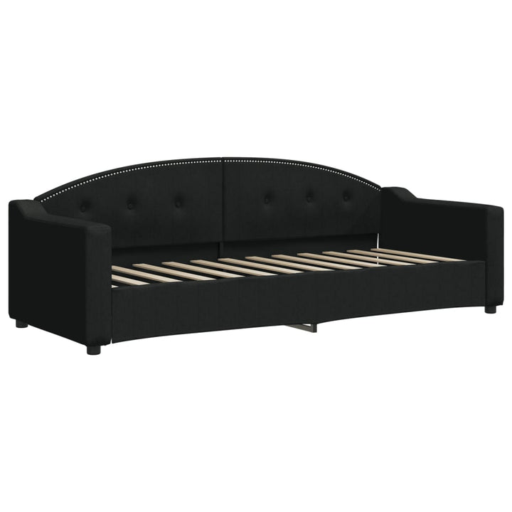 daybed med udtræk og madras 80x200 cm stof sort
