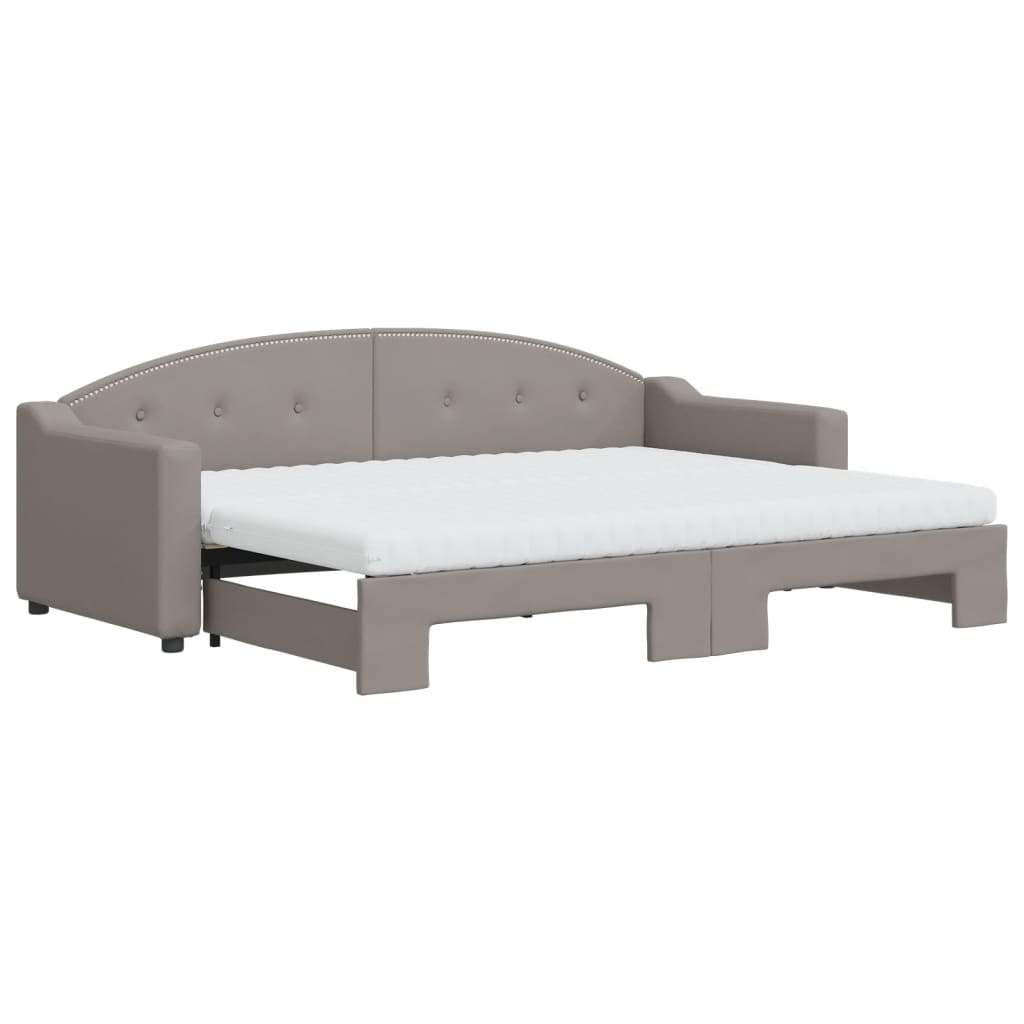 daybed med udtræk og madras 80x200 cm stof gråbrun