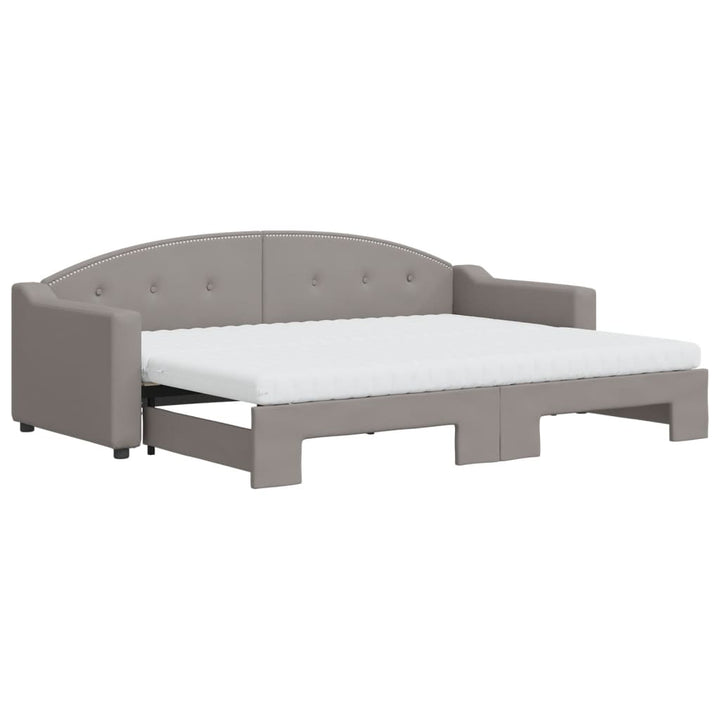 daybed med udtræk og madras 80x200 cm stof gråbrun