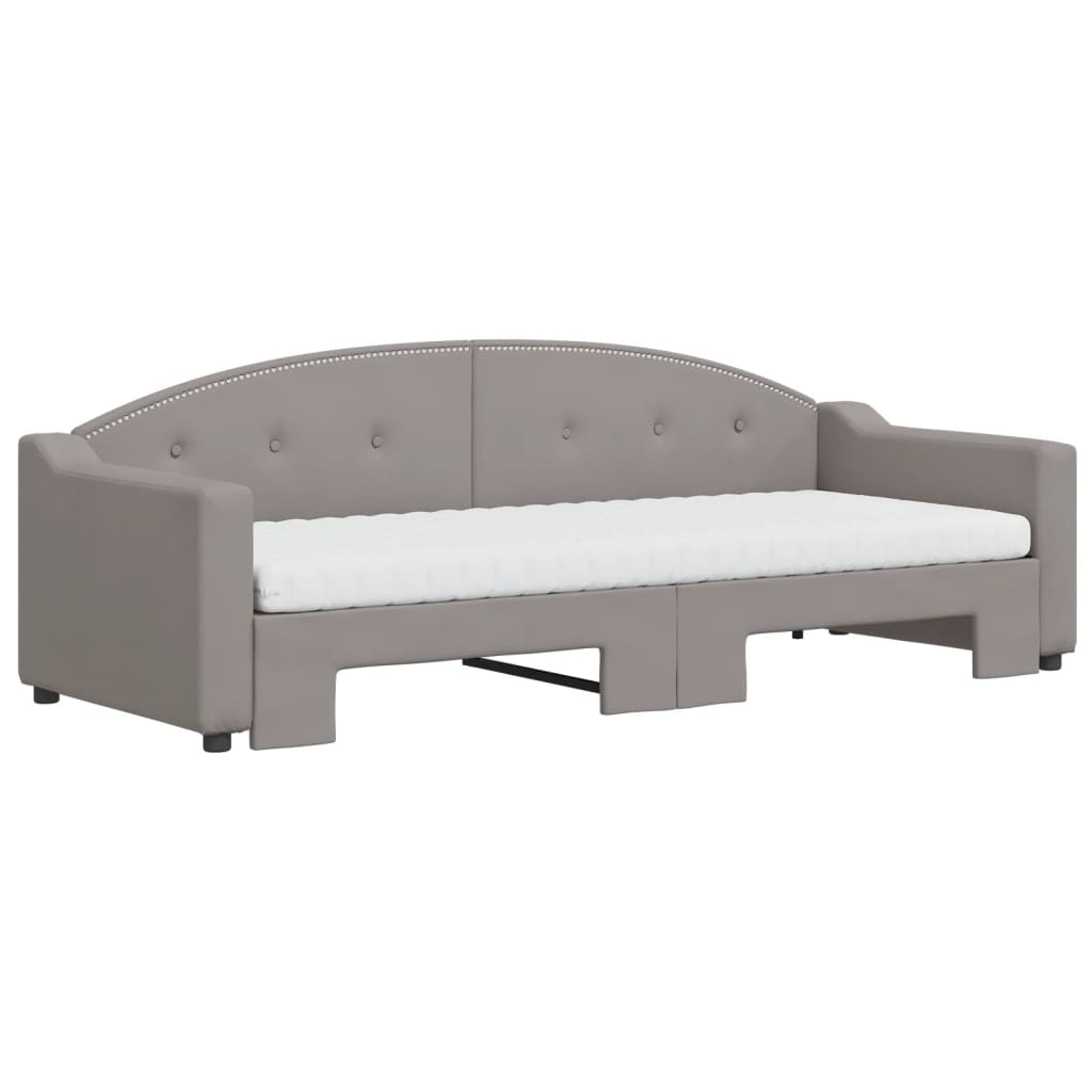 daybed med udtræk og madras 80x200 cm stof gråbrun