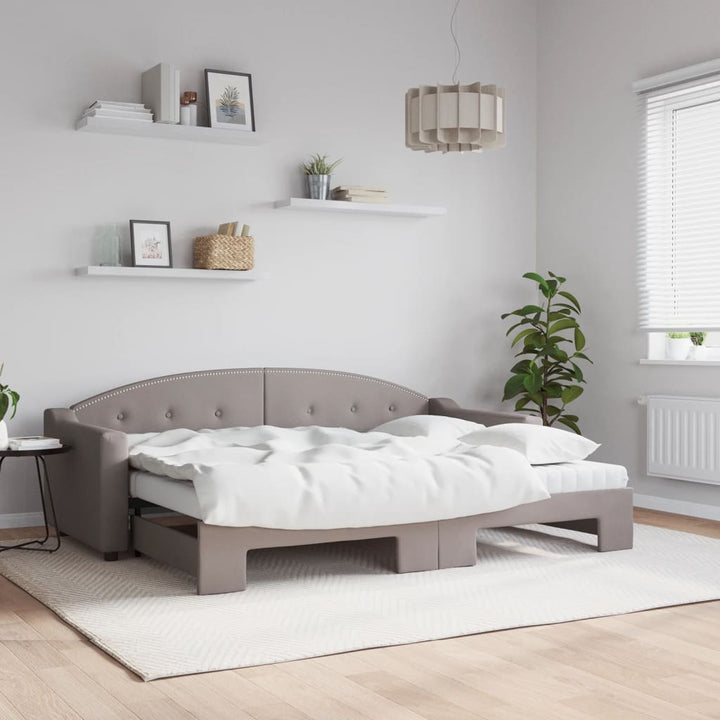daybed med udtræk og madras 80x200 cm stof gråbrun