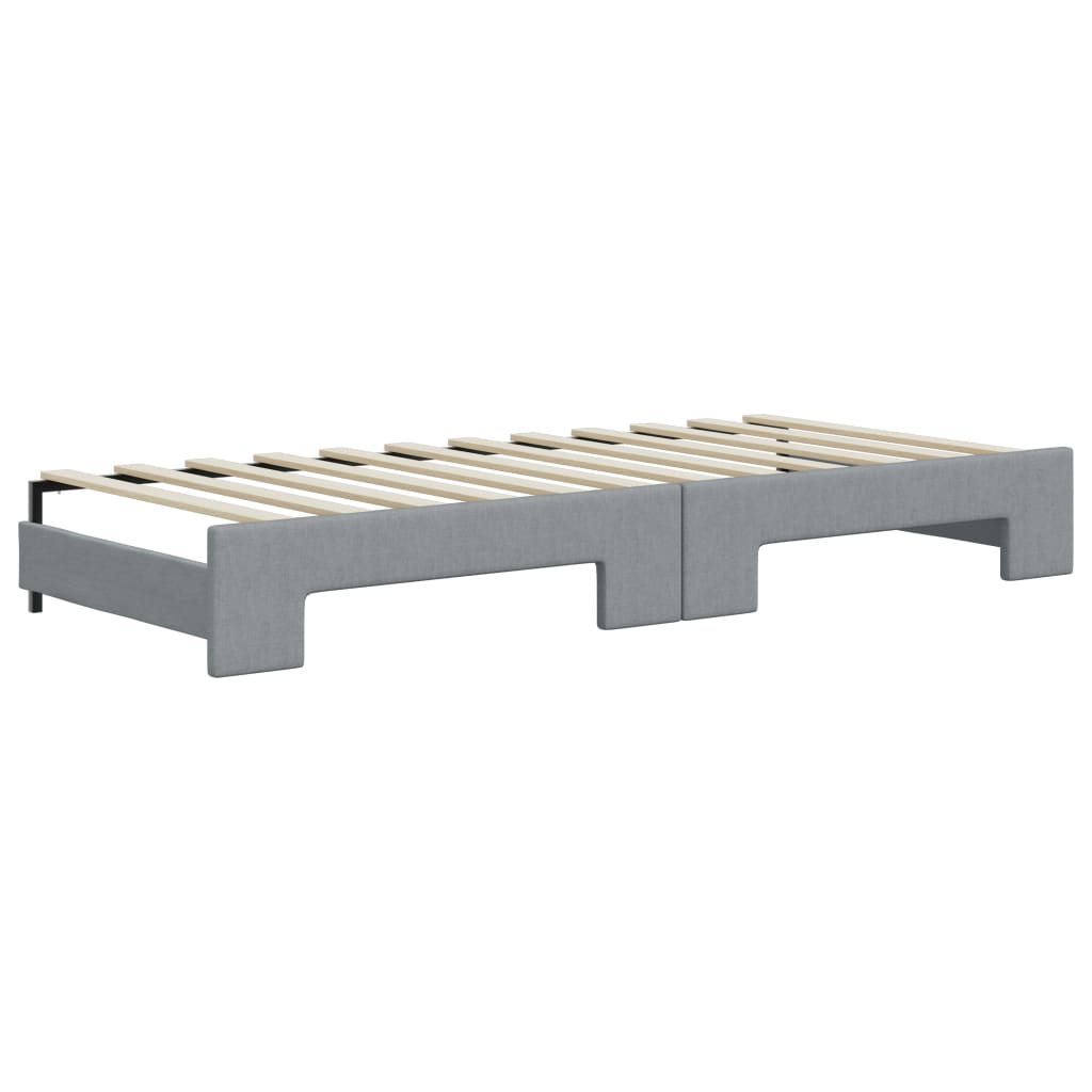 daybed med udtræk og madras 90x200 cm stof lysegrå