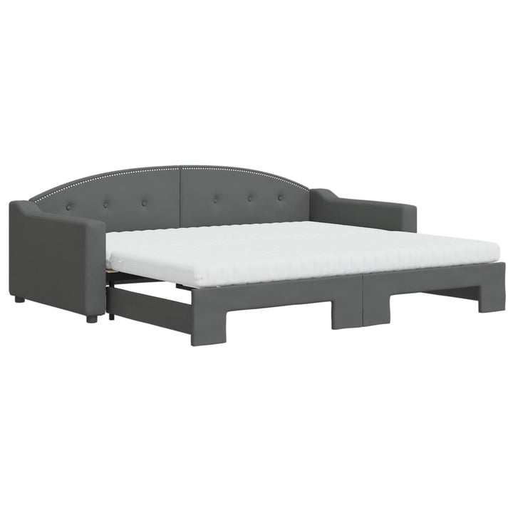 daybed med udtræk og madras 90x200 cm stof mørkegrå