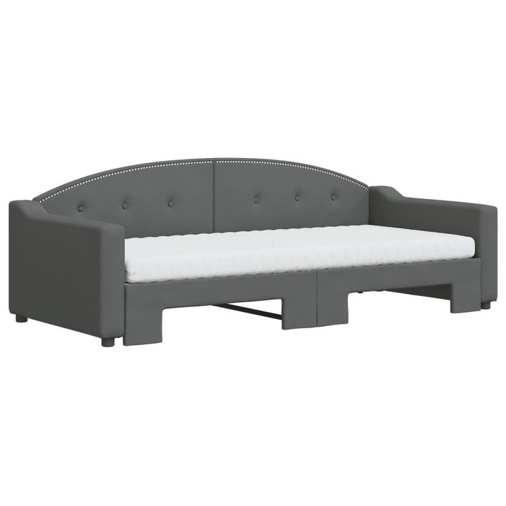 daybed med udtræk og madras 90x200 cm stof mørkegrå
