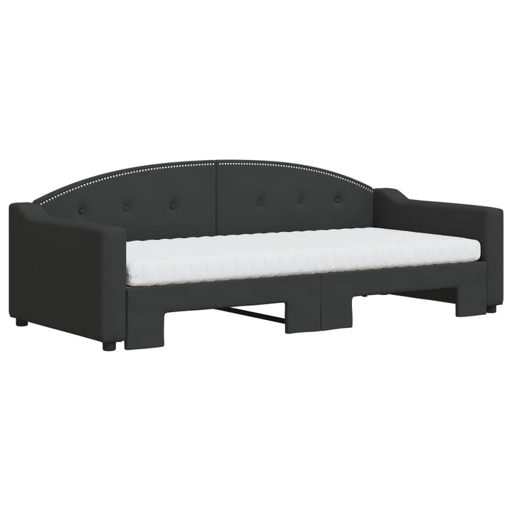 daybed med udtræk og madras 90x200 cm stof sort