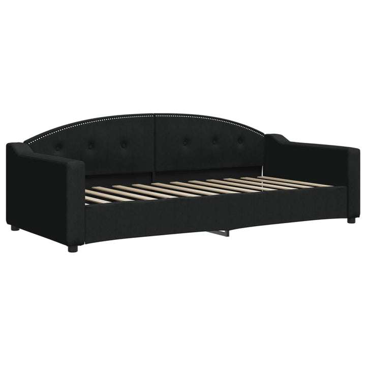 daybed med udtræk og madras 90x200 cm stof sort