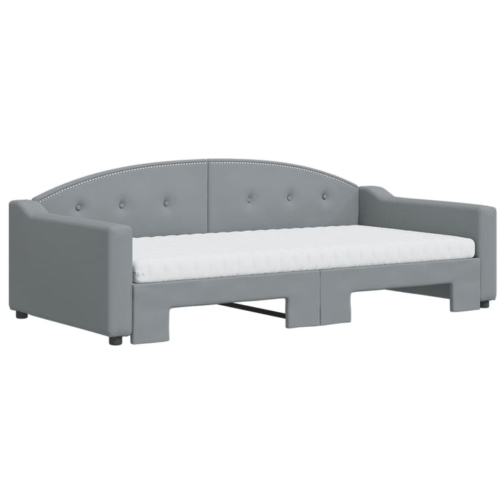 daybed med udtræk og madras 100x200 cm stof lysegrå