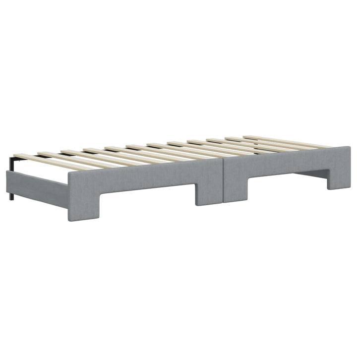 daybed med udtræk og madras 100x200 cm stof lysegrå