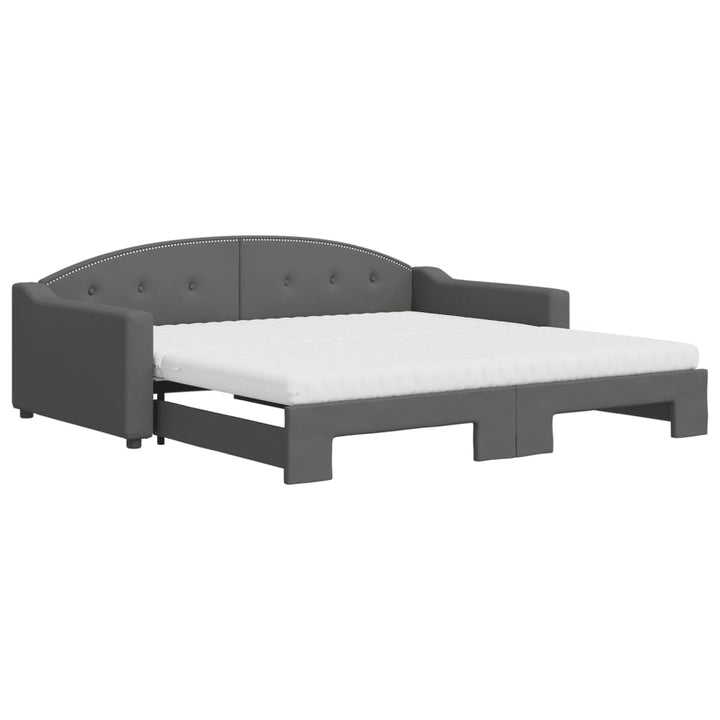 daybed med udtræk og madras 100x200 cm stof mørkegrå