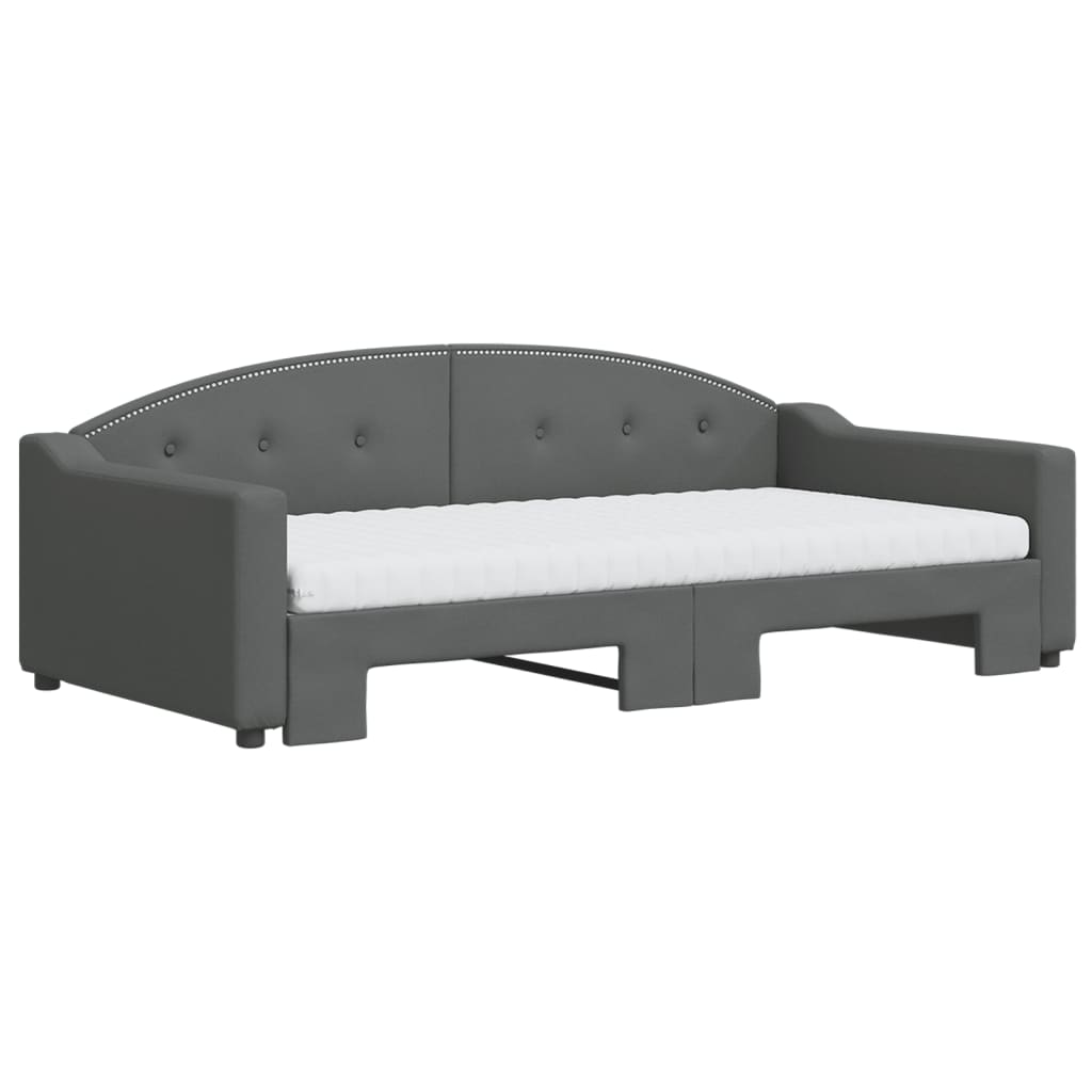 daybed med udtræk og madras 100x200 cm stof mørkegrå