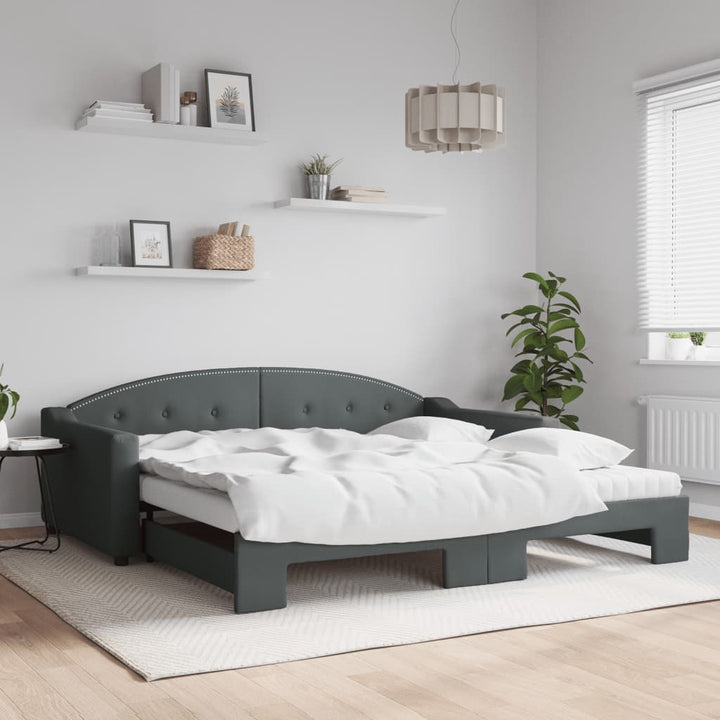 daybed med udtræk og madras 100x200 cm stof mørkegrå