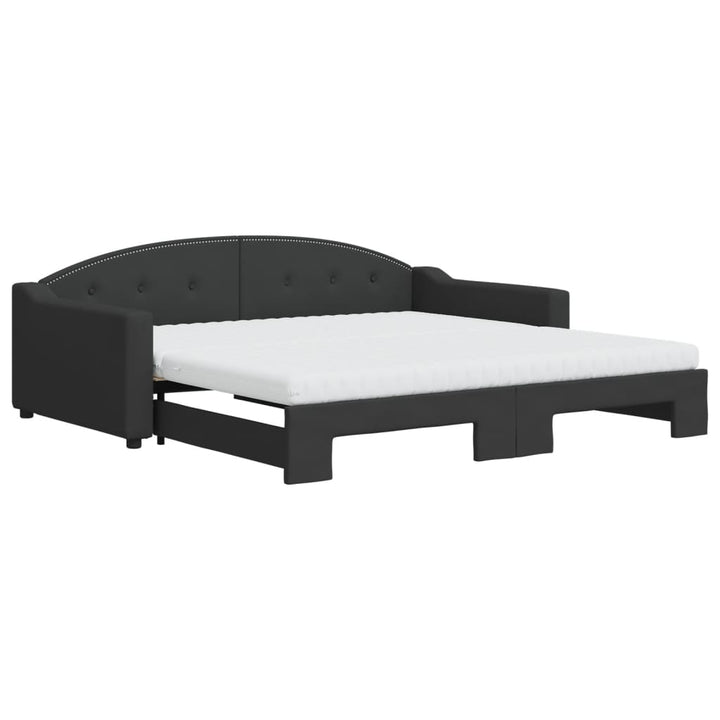 daybed med udtræk og madras 100x200 cm stof sort
