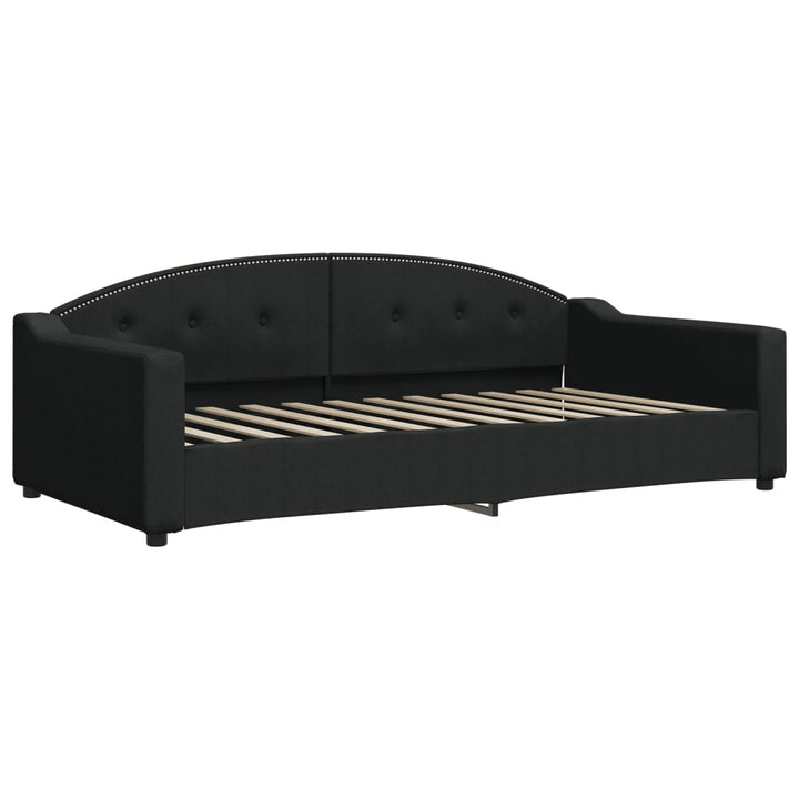 daybed med udtræk og madras 100x200 cm stof sort