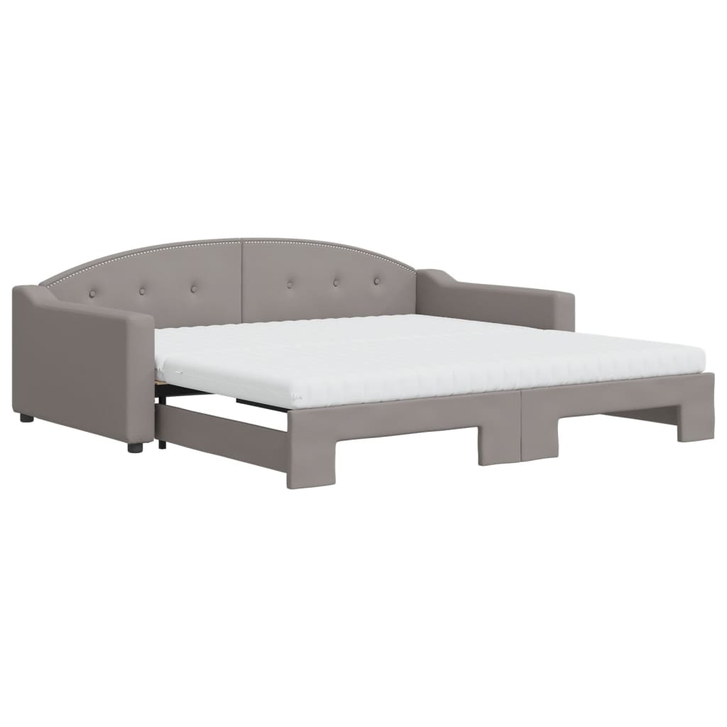 daybed med udtræk og madras 100x200 cm stof gråbrun
