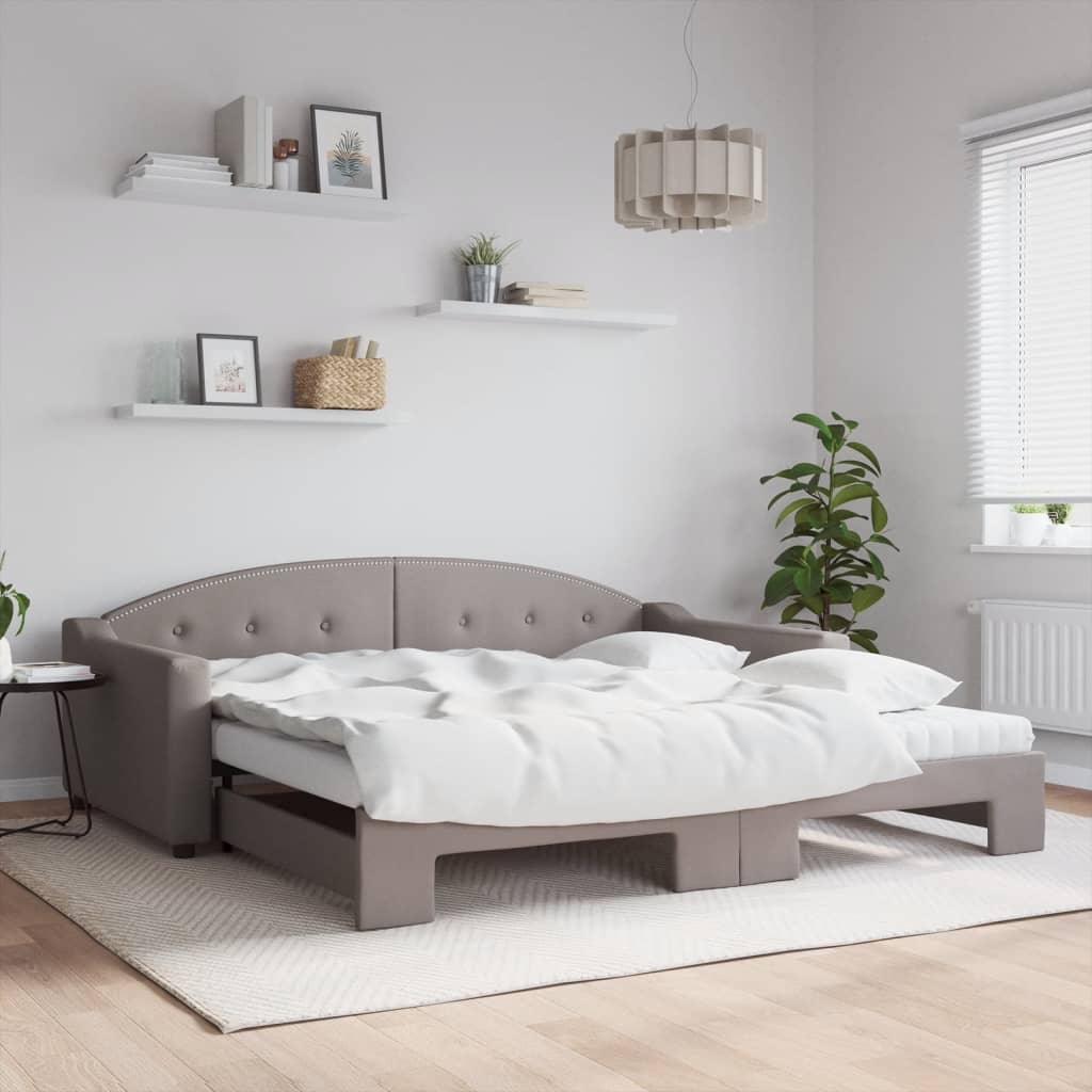 daybed med udtræk og madras 100x200 cm stof gråbrun