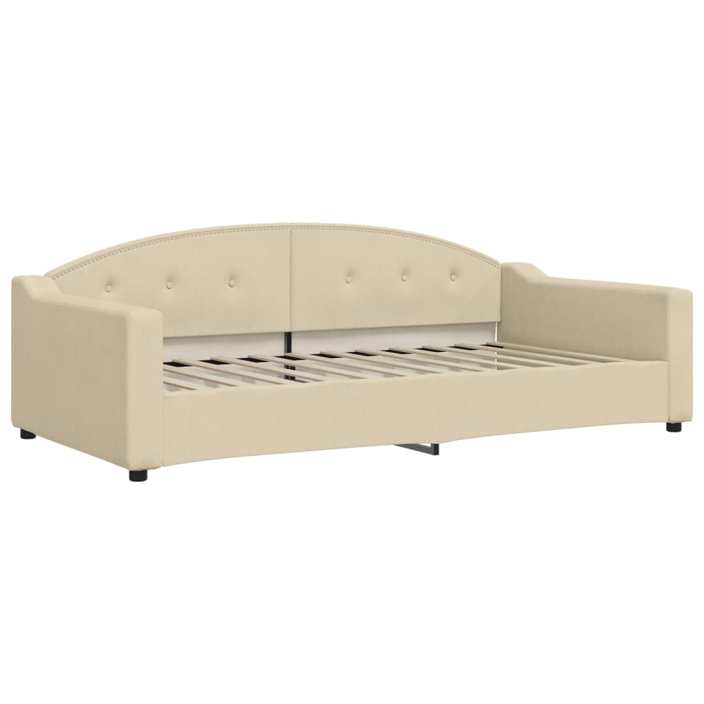 daybed med udtræk og madras 100x200 cm stof cremefarvet