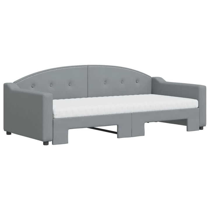 daybed med udtræk og madras 90x190 cm stof lysegrå