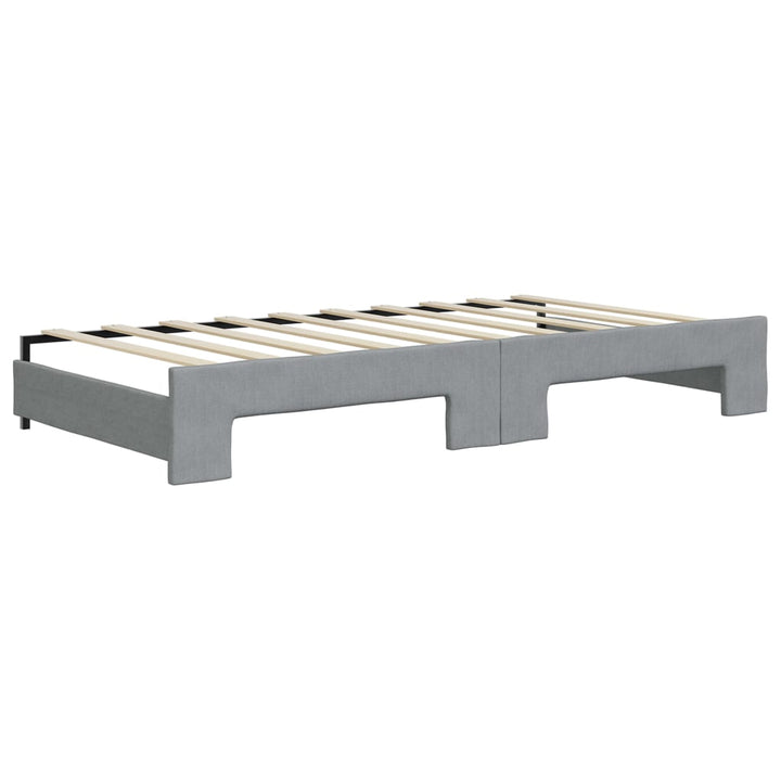 daybed med udtræk og madras 90x190 cm stof lysegrå