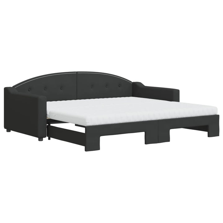 daybed med udtræk og madras 90x190 cm stof sort