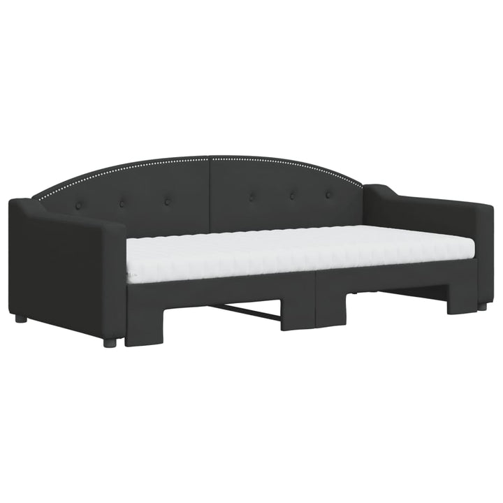 daybed med udtræk og madras 90x190 cm stof sort