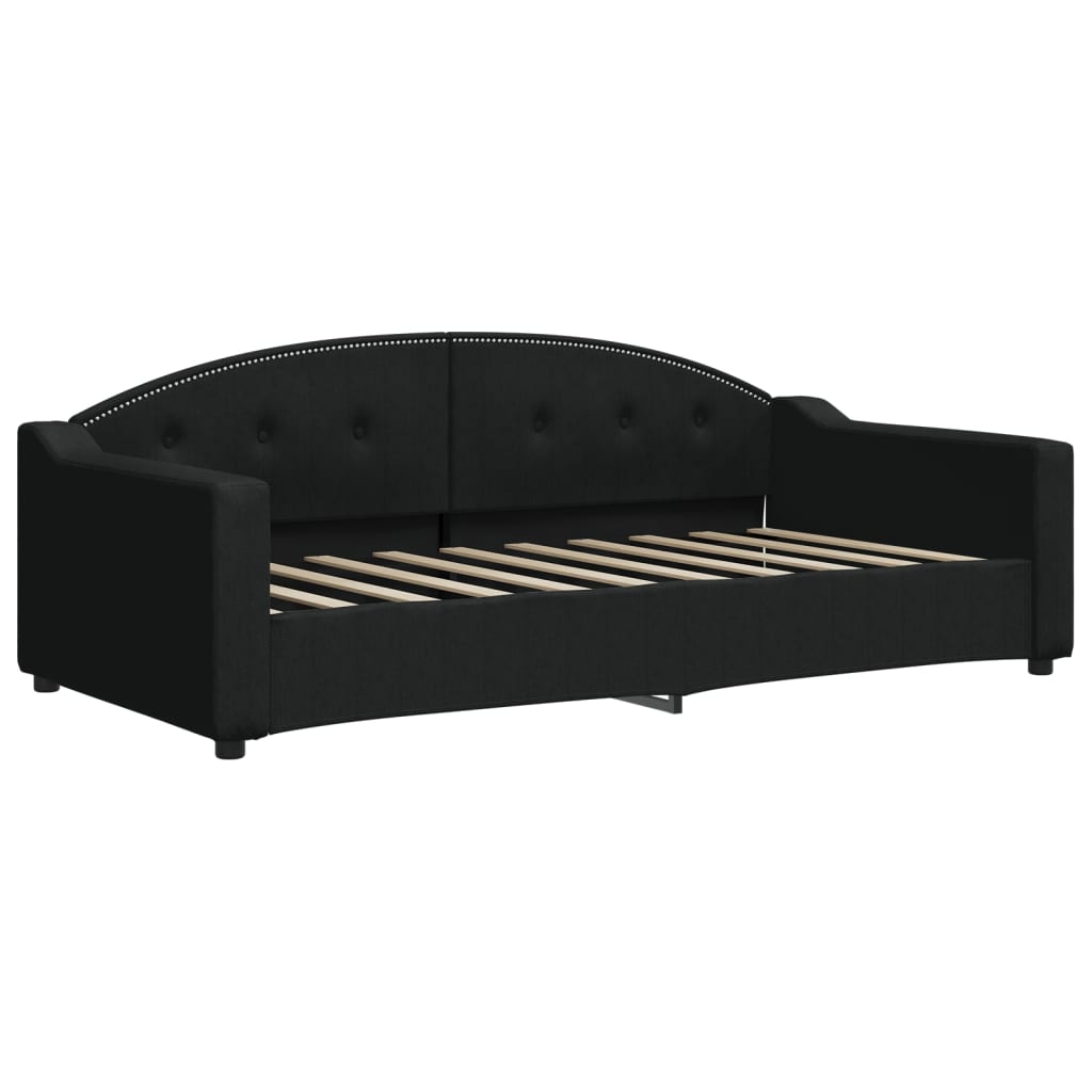 daybed med udtræk og madras 90x190 cm stof sort