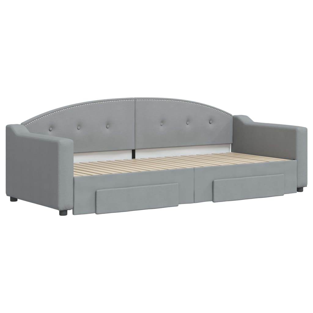 daybed med udtræk og skuffer 80x200 cm stof lysegrå