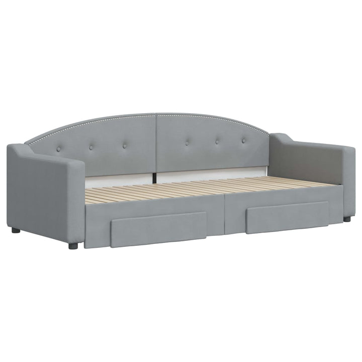 daybed med udtræk og skuffer 80x200 cm stof lysegrå