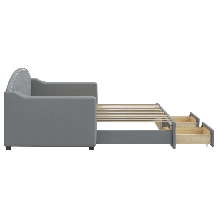 daybed med udtræk og skuffer 80x200 cm stof lysegrå