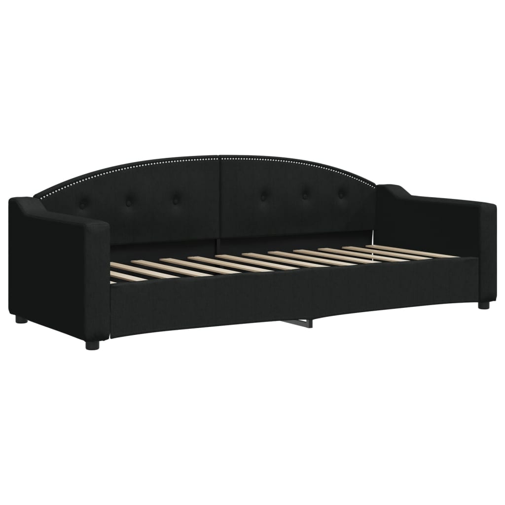 daybed med udtræk og skuffer 80x200 cm stof sort
