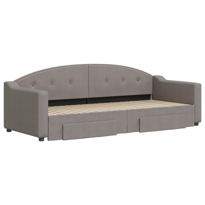 daybed med udtræk og skuffer 80x200 cm stof gråbrun
