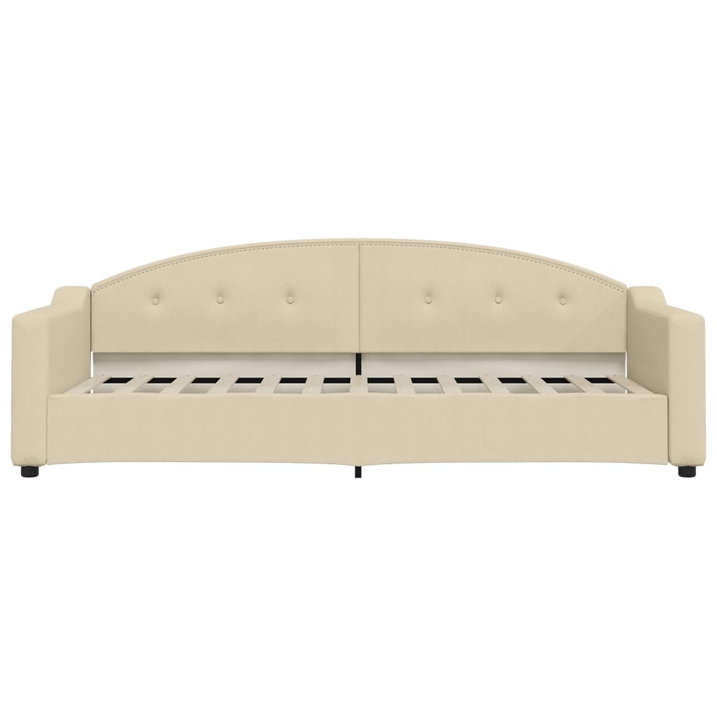 daybed med udtræk og skuffer 80x200 cm stof cremefarvet