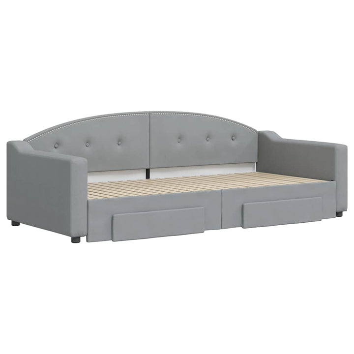 daybed med udtræk og skuffer 90x200 cm stof lysegrå