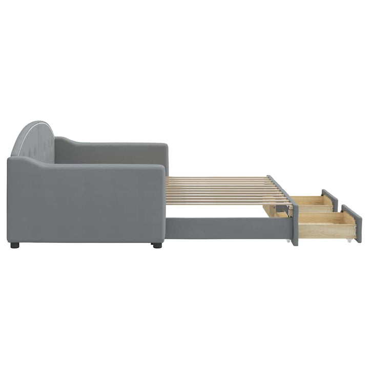 daybed med udtræk og skuffer 90x200 cm stof lysegrå
