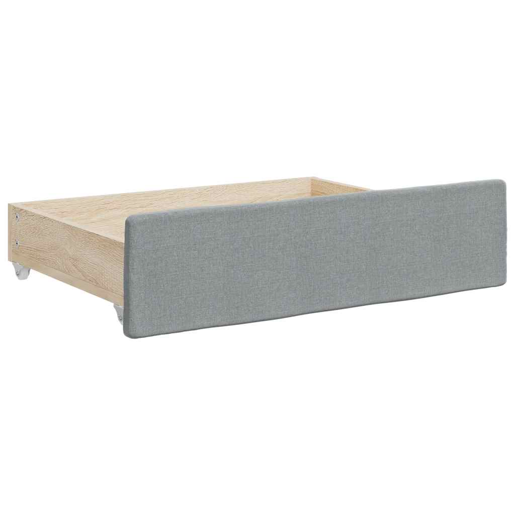 daybed med udtræk og skuffer 90x200 cm stof lysegrå