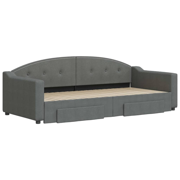 daybed med udtræk og skuffer 90x200 cm stof mørkegrå