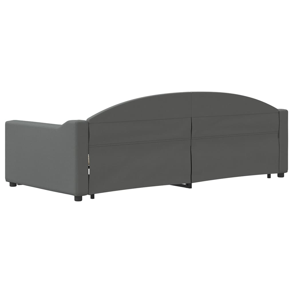 daybed med udtræk og skuffer 90x200 cm stof mørkegrå